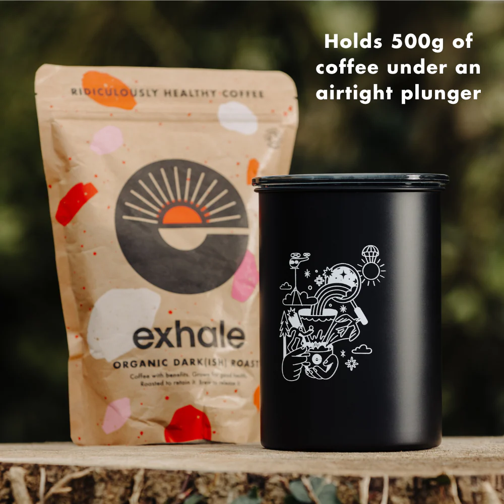 Exhale x Airscape Coffee Storage Container - 500g - Black - Image 4