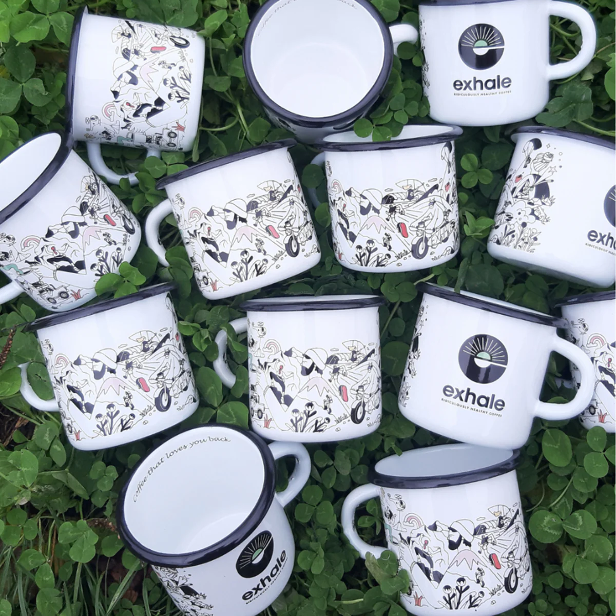 Exhale Hand Printed Enamel Mug - Image 3